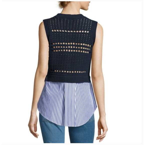 VERONICA BEARD • South Beach Combo Navy Sleeveless Knit Sweater Sz M - Picture 2 of 9